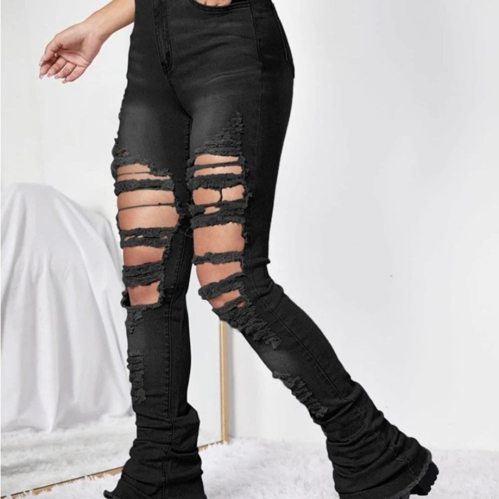 ripped raw hem jeans